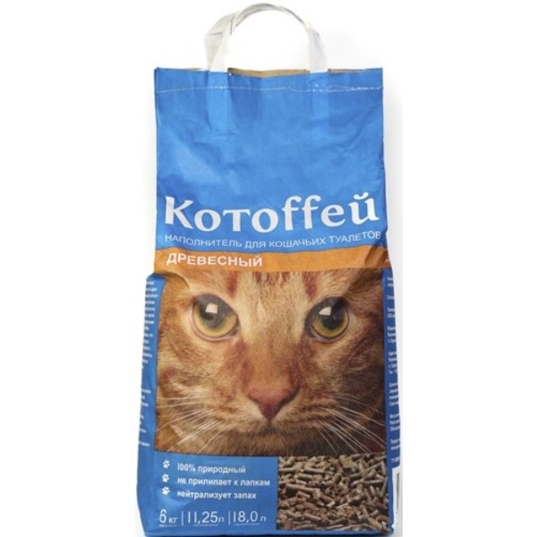 Litter for cats "Kotoffey" on a dark wooden base 2kg 6l