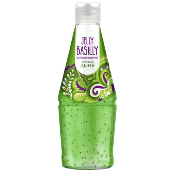Drink "Jelly Basilly" with basil seeds with green melon flavor 300ml