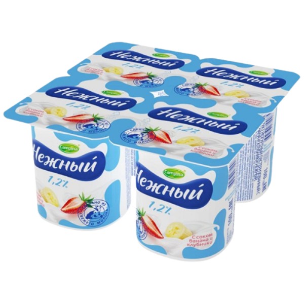 Yoghurt "Nezhniy" creamy 1.2% with banana and strawberry juice 100g