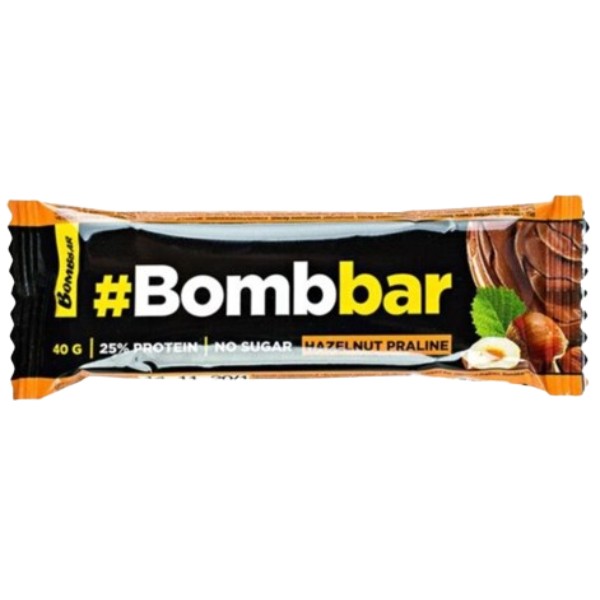 Bar "Bombar" protein glazed hazelnut praline 40g