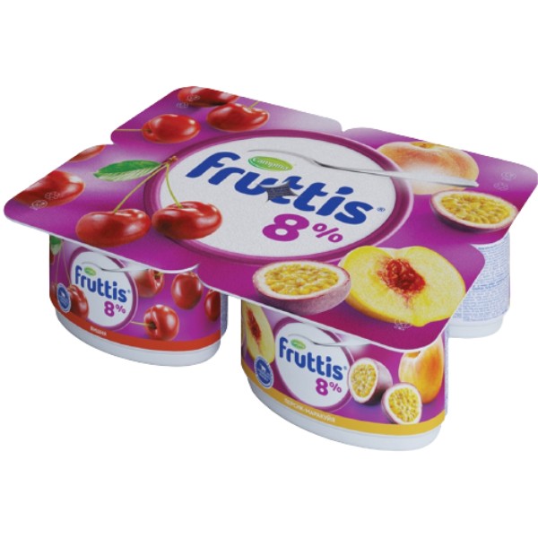 Йогурт "Fruttis" Супер-экстра 8% вишня/персик маракуйя 115г