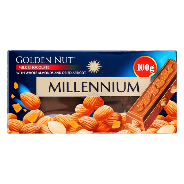 Chocolate bar "Millennium" with almonds and apricots 100g