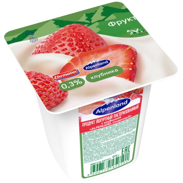 Yogurt "Ehrmann" Alpenland strawberry 0.3% 95g