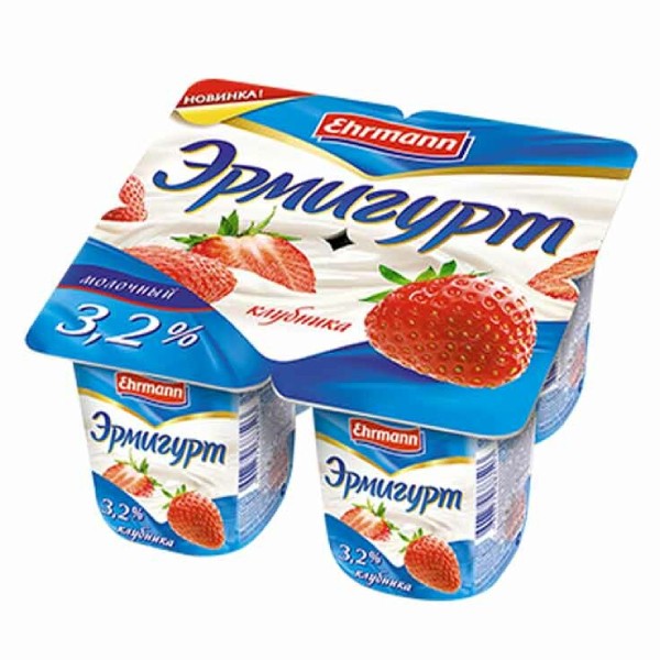 Yogurt "Ermigurt" strawberry 3.2% 100g