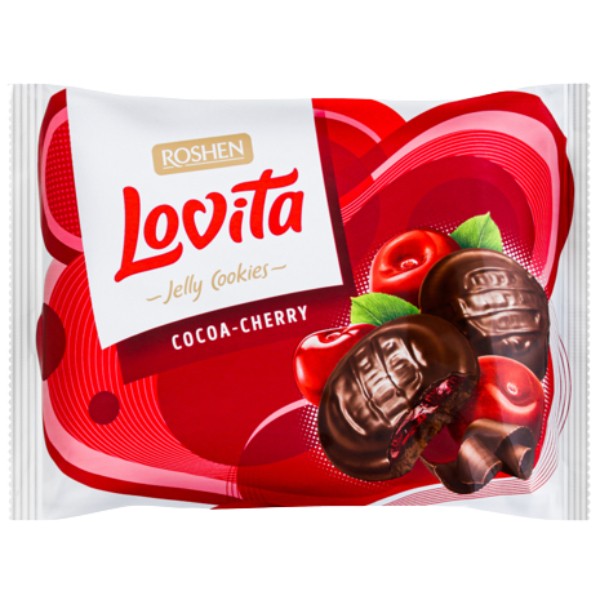 Печенье "Roshen" Lovita с желейной начинкой какао и вишня 420г