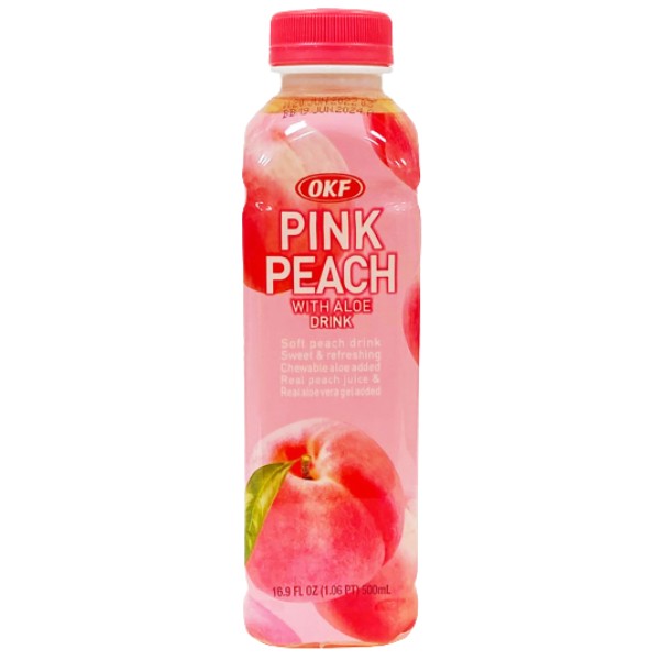 Drink "OKF" with peach juice and aloe jelly pieces 0.5l