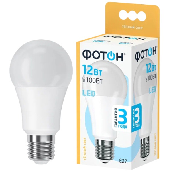 Bulb "Photon" LED warm light A60 E27 12W 3000 1pcs