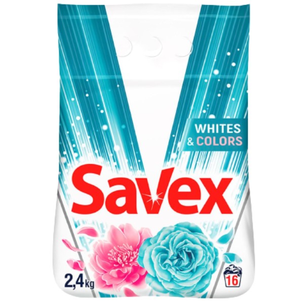 Լվացքի փոշի «Savex» 2-ը 1-ում գունավորի և սպիտակի համար ավտոմատ 2.4կգ