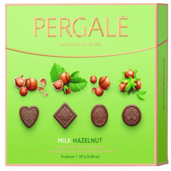 Набор шоколадных конфет "Pergale" молочный шоколад с фундуком 113г