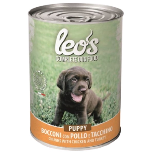 Canned food for dogs "Monge" Leos for puppy with chicken and turkey 415g