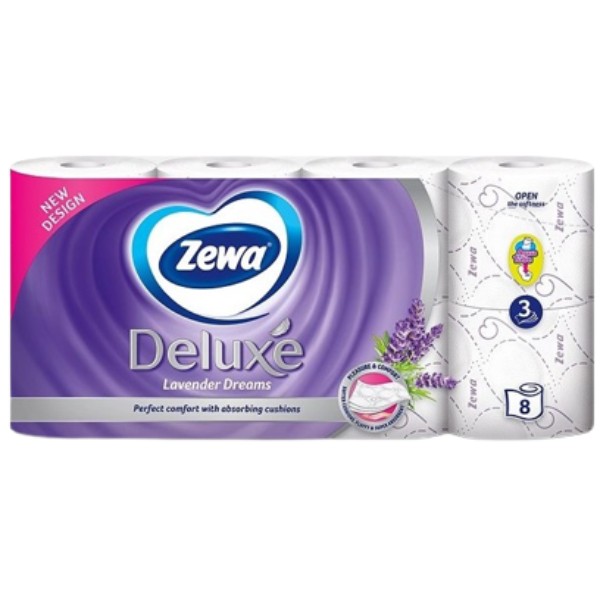 Туалетная бумага "Zewa" Deluxe лаванда трехслойная 8шт