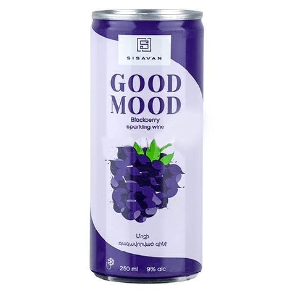 Прохладительные напиток "Good Mood" винный газированный со вкусом ежевики в жестяной банке 250мл