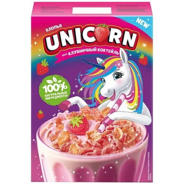 Хлопья кукурузные "Unicorn" со вкусом клубники 220гр