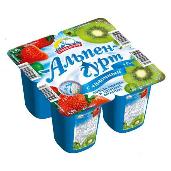 Yogurt "Alpenqurt" strawberry and kiwi 4.5% 100g