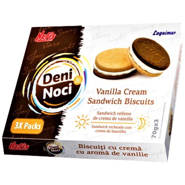Печенье-сэндвич "Nefis" Deni & Noci с ванильным кремом 3*70г