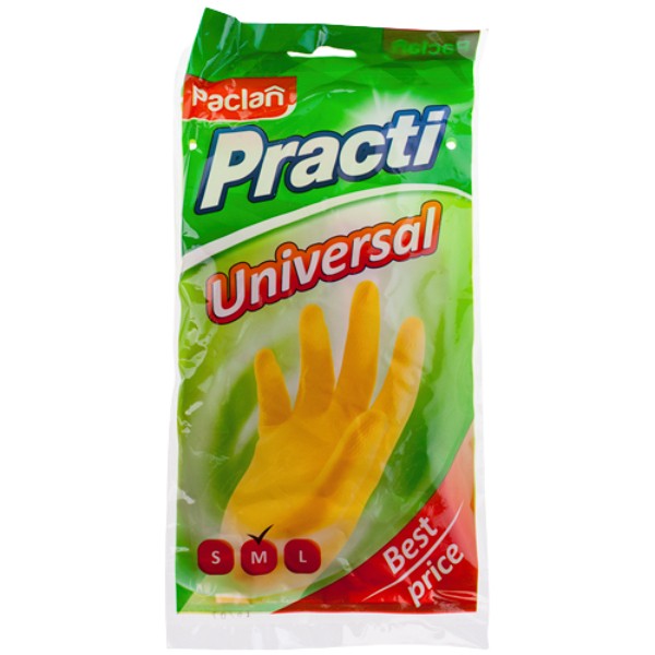 Gloves rubber "Paclan" Practi Universal M yellow 1pcs