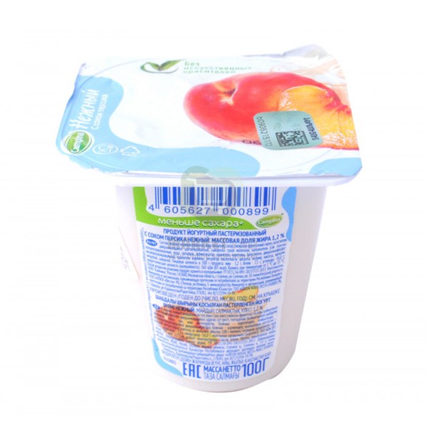 Йогурт "Кампина" нежный персик 1,2% 100 гр.