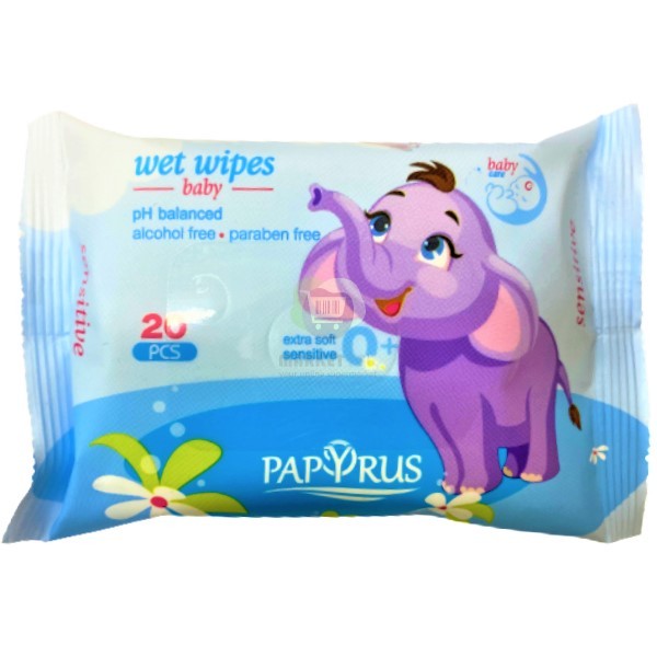 Wipes "Papyrus" Sensitive extra soft wet baby 20pcs