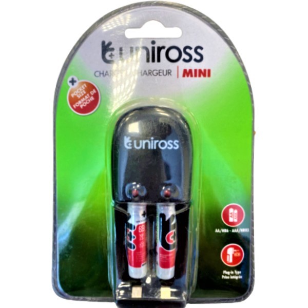 Зарядное устройство "Uniross" AA AAA 9V + батарейки AAA 2шт