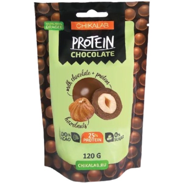 Драже "Chikalab" Protein Chocolate фундук в шоколаде 120г