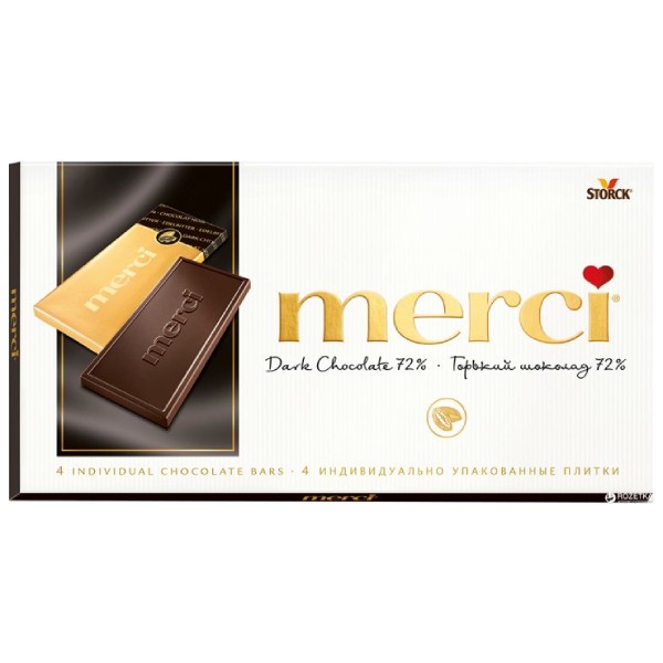 Շոկոլադե սալիկ «Merci» dark chocolate 72% 100գ