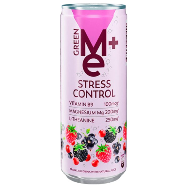 Напиток "Green Me+" Plus Stress Control с витамином В9 магнием среднегазированный ж/б 0.33л