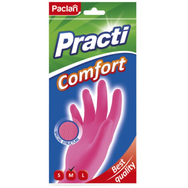 Ձեռնոցներ ռետինե «Paclan» Practi Comfort M վարդագույն 1հատ