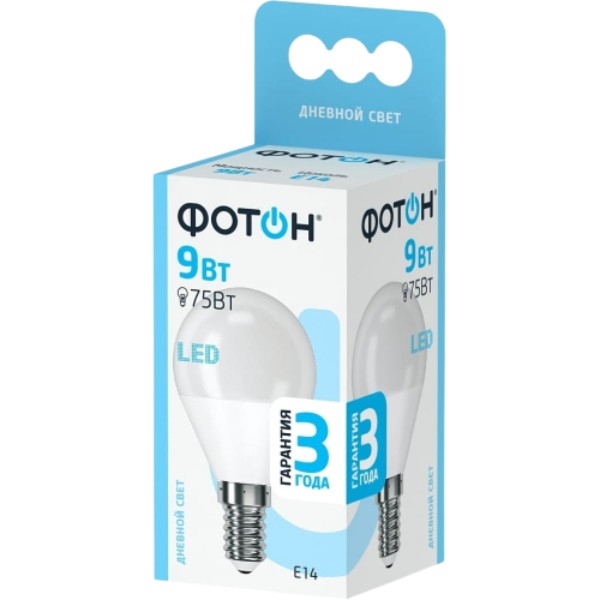Bulb "Photon" LED E14 9W P45 4000K cold light 1pcs