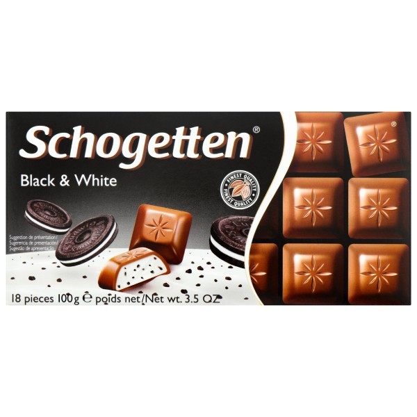 Chocolate bar "Schogetten" Black and white with vanilla filling & cookies 100g