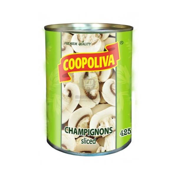 Шампиньоны нарезанные "Coopoliva" с открывашкой 400 гр.