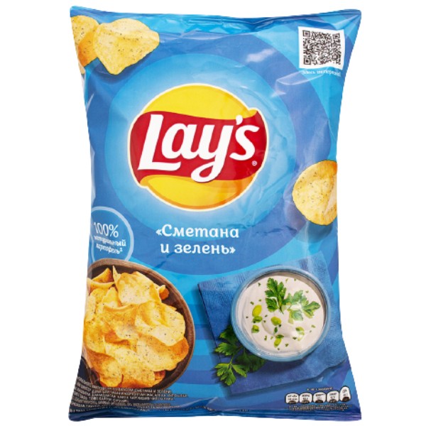 Չիփս «Lays» թթվասեր և կանաչի 140գ