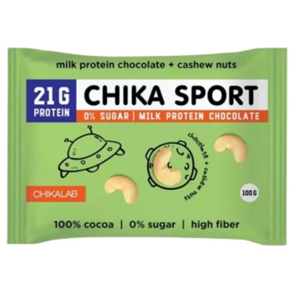 Շոկոլադե սալիկ «ChikaLab» պրոտեին կաթնային հնդկական պոպոկով 100գ