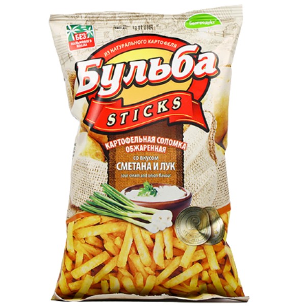 Chips "Belprodukt" Bulba potato sticks with sour cream and onion flavor 75g