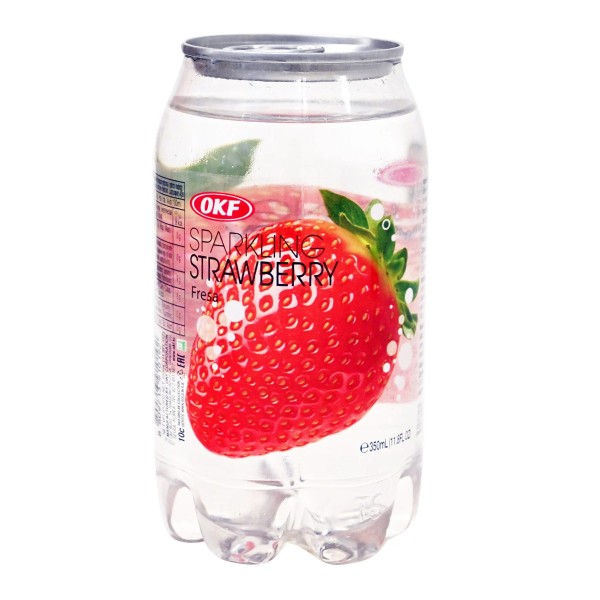 Carbonated Drink "OKF" Strawberry Flavor with Sugar and Sweetener in Plastic Container 350ml