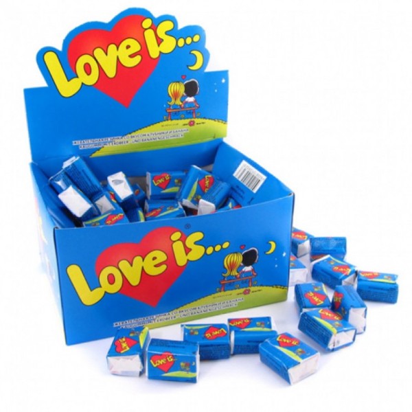 Chewing gum "Love is ..." with banana and strawberry flavored