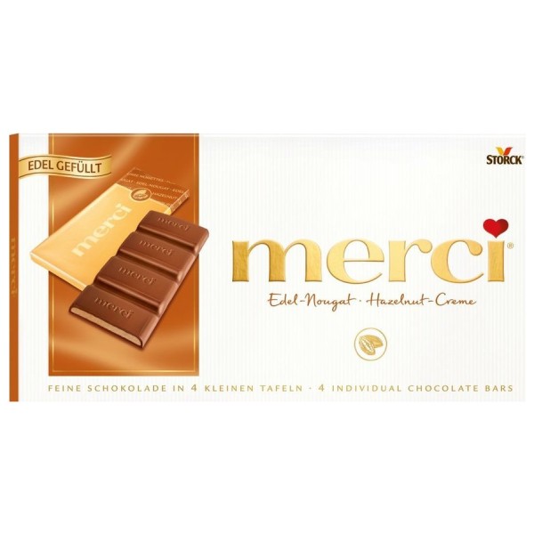 Шоколадная плитка "Merci" с ореховый крем 112г