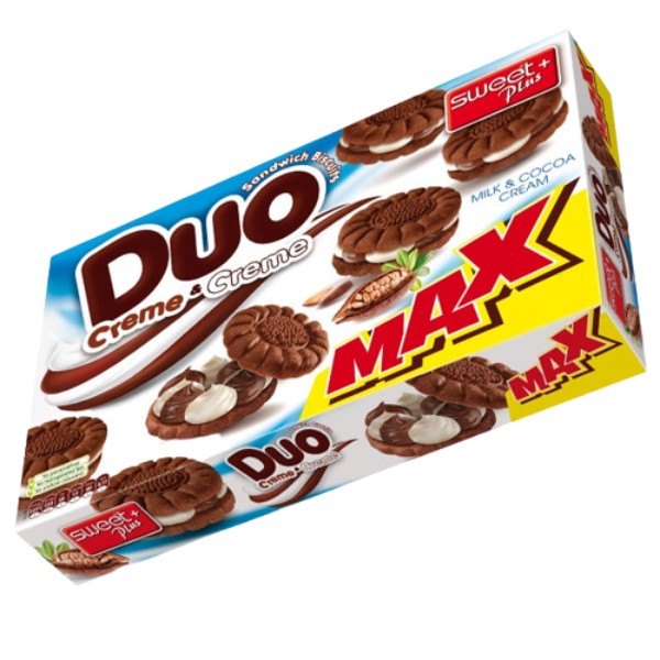 Cookies "Sweet plus" Duo Creme & Creme with milk and cocoa cream 270g