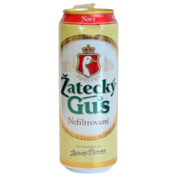 Пиво "Жатецкий Гусь" светлое нефильтрованное 4.8% ж/б 0.45л