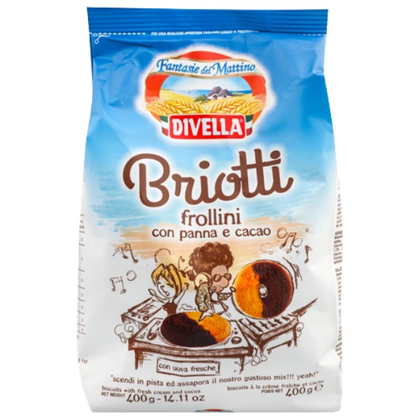 Печенье "Divella" Briotti шоколадно-сливочные 400г