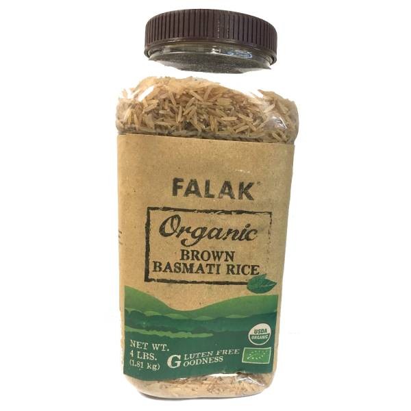 Rice "Basmati Falak Organic" brown plastic container 1.8Kg