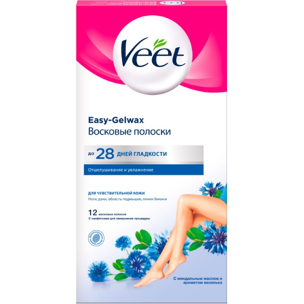 Восковие полоски "Veet" для удаления волос чувствительной кожи