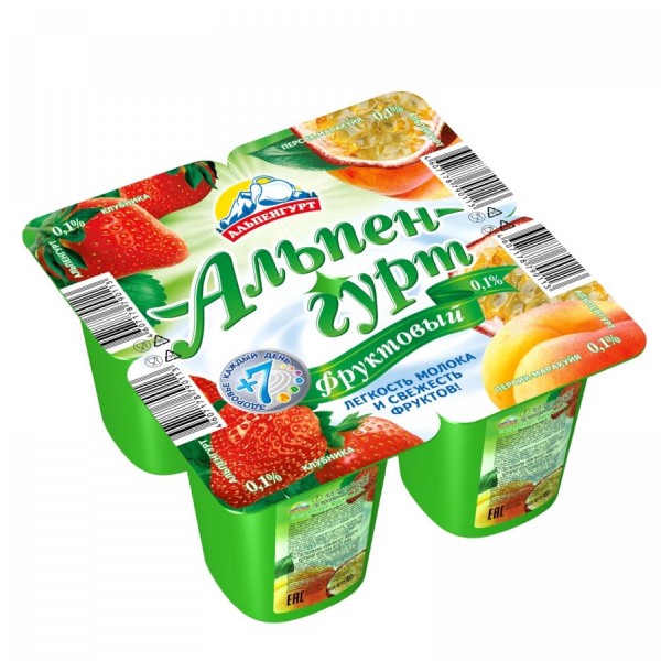 Yogurt "Alpenqurt" flavors 0.1% 100g