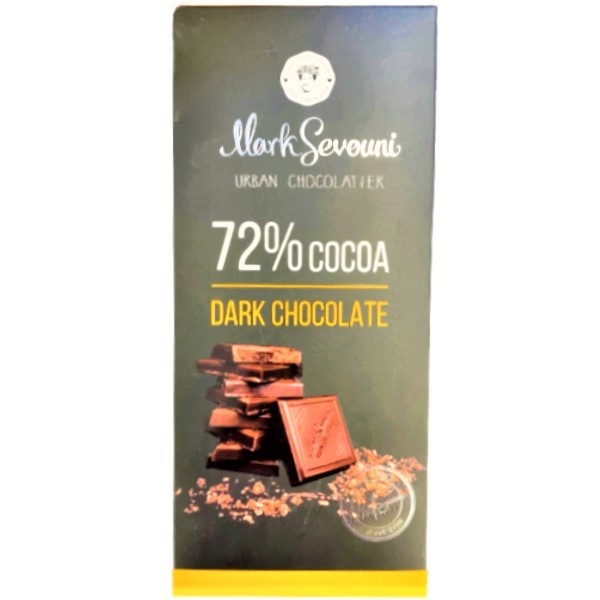 Шоколадная плитка "Mark Sevouni" 72% горького шоколада 90г
