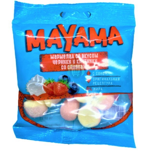 Chewing marmalade "Mayama" with blueberry and strawberry flavor with cream 70g
