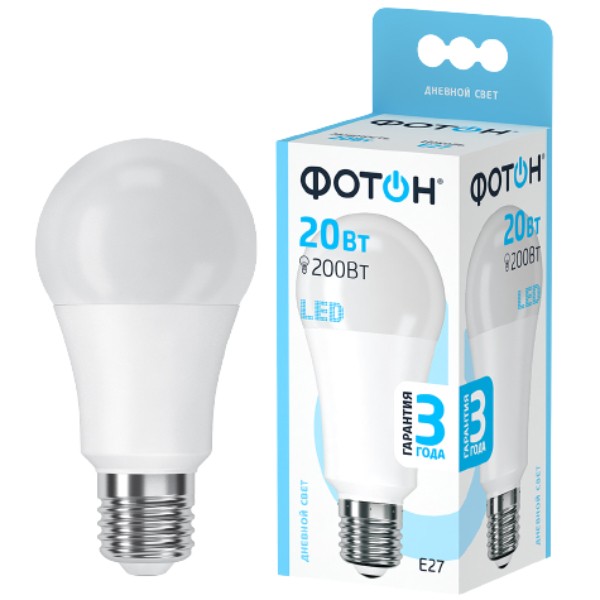 Bulb "Photon" LED daylight A60 E27 20W 4000 1pcs