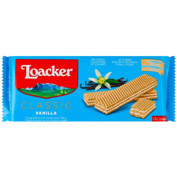 Вафли "Loacker" ванильные 90г