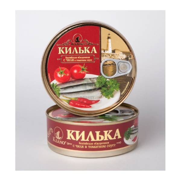 Килька "Рижская" с томатной пастой, чили 240 гр.