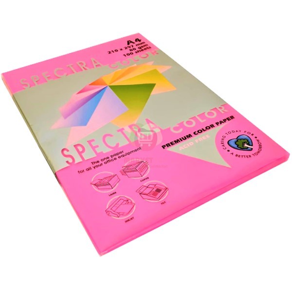 Цветная бумага "Sinar Spectra" неон-красная офисная для принтера
