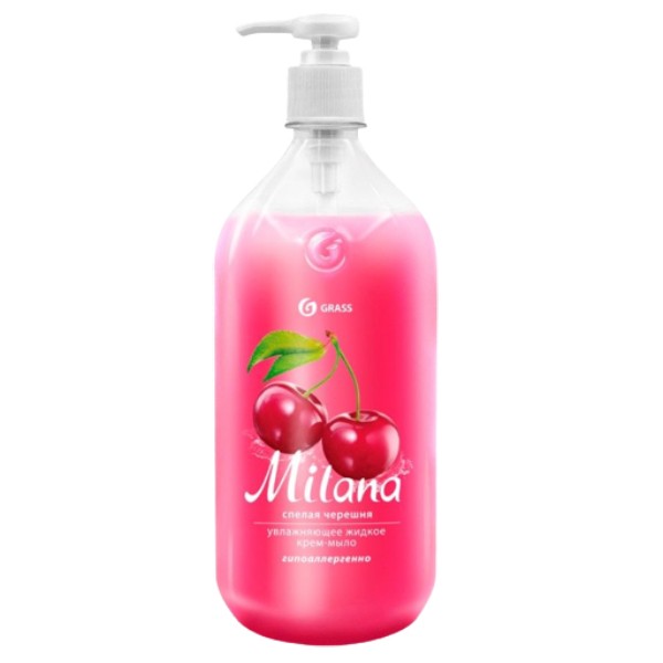 Liquid soap "Grass" Milana ripe cherry 1l