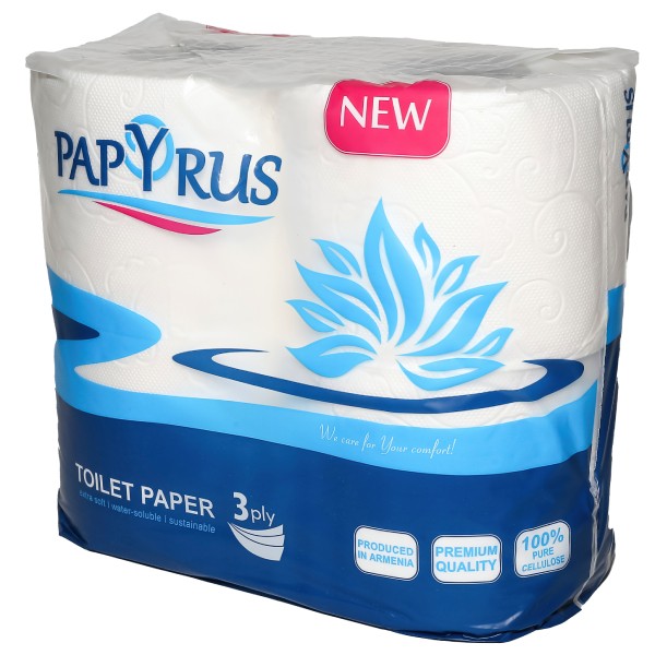 Туалетная бумага "Papyrus" трехслойная 4шт